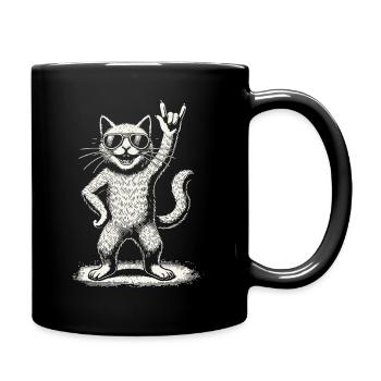 Musique rock Drôle de chat Concert de heavy metal - Mug uni - noir - Droite