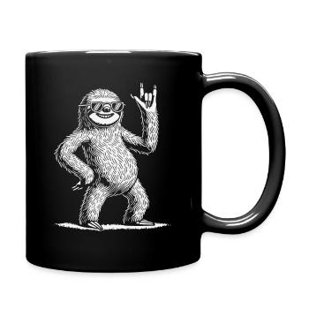 Lustiges Faultier Rock Musik Heavy Metal Konzert - Tasse einfarbig - Schwarz - Rechts