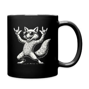 Rock Musik Lustiger Fuchs Konzert - Tasse einfarbig - Schwarz - Rechts