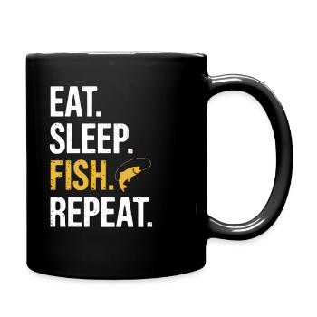 Manger dormir poisson répéter - Mug uni - noir - Droite