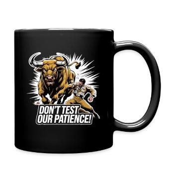 A BULL TOTALLY WRECKING A MATADOR - Full Colour Mug - black - Right