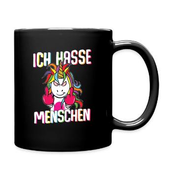 Unicorn Ich hasse Menschen I - Tasse einfarbig - Schwarz - Rechts