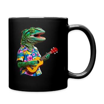 Chamäleon spielt Ukulele - Tasse einfarbig - Schwarz - Rechts
