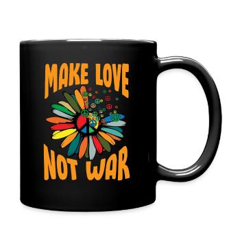Make Love Not War Flower Power Hippie - Full Colour Mug - black - Right
