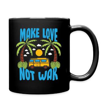 Make Love Not War Flower Power Hippie - Full Colour Mug - black - Right