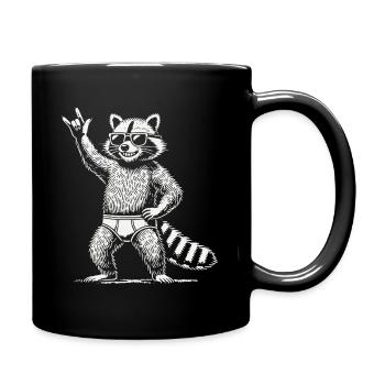Lustiges Waschbär Rock Musik Festival Design - Tasse einfarbig - Schwarz - Rechts