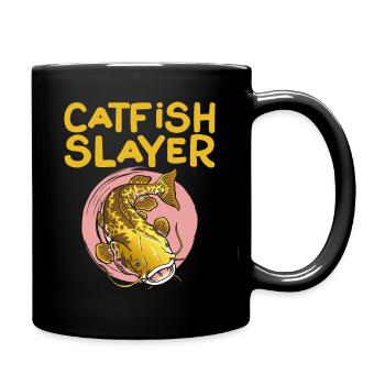 Catfish Slayer Flathead Fishing Catfishing - Full Colour Mug - black - Right