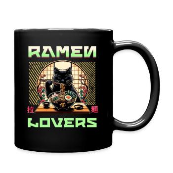 Japanese Ramen Cat Streetwear - Full Colour Mug - black - Right