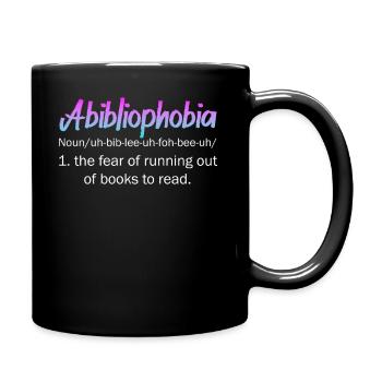 Abibliophobia Bookworm Reading Books - Full Colour Mug - black - Right