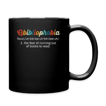 Abibliophobia Bookworm Reading Books - Full Colour Mug - black - Right