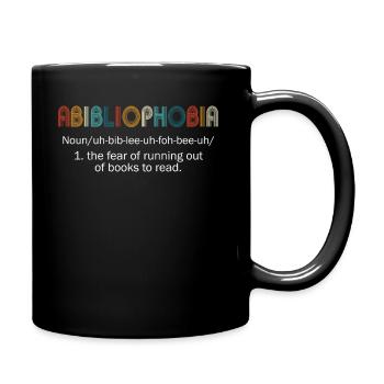 Abibliophobia Bookworm Reading Books - Full Colour Mug - black - Right