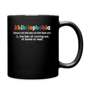 Abibliophobia Bookworm Reading Books - Full Colour Mug - black - Right