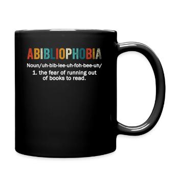 Abibliophobia Bookworm Reading Books - Full Colour Mug - black - Right
