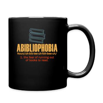 Abibliophobia Bookworm Reading Books - Full Colour Mug - black - Right