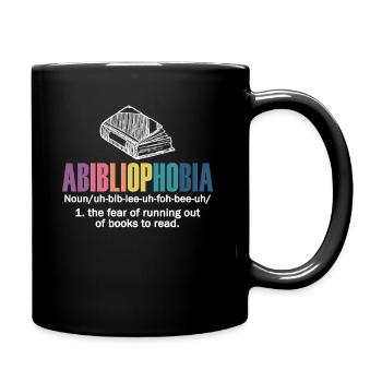 Abibliophobia Bookworm Reading Books - Full Colour Mug - black - Right