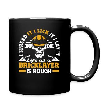 Maurer Leben Ist Rau Schädel Humor - Tasse einfarbig - Schwarz - Rechts