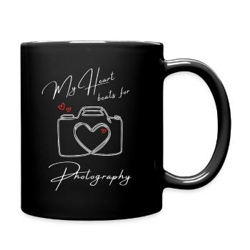 Mon cœur bat pour la photographie - Mug uni - noir - Droite