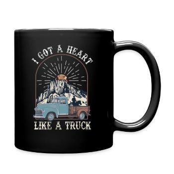 Ich habe ein Herz wie ein Truck - Tasse einfarbig - Schwarz - Rechts