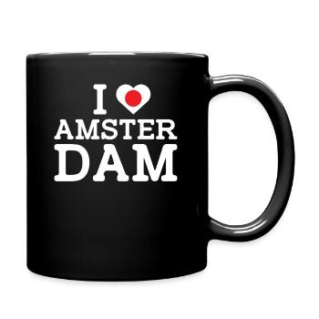 I love Amsterdam Japan Heart Flag Lover Niederlande - Tasse einfarbig - Schwarz - Rechts