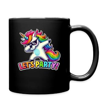 Party Outfit, Partyurlaub, Einhorn, Let's Party - Tasse einfarbig - Schwarz - Rechts