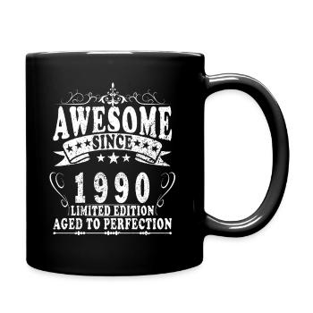 1990 Geburtstag 1990 Jahrgang 1990 Geburtstag - Tasse einfarbig - Schwarz - Rechts