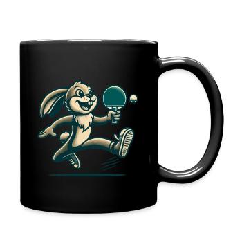 Lapin de tennis de table de dessin animé rétro - Mug uni - noir - Droite