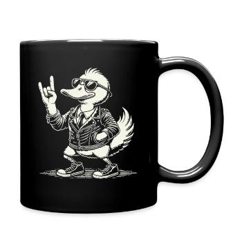 Rock Music Funny Duck Festival Design - Full Colour Mug - black - Right