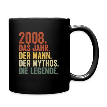 2008 Jahr Mann Mythos Legende Geburtstag - Tasse einfarbig - Schwarz - Rechts