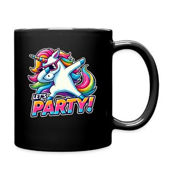 Party Outfit, Partyurlaub, Einhorn, Let's Party - Tasse einfarbig - Schwarz - Rechts