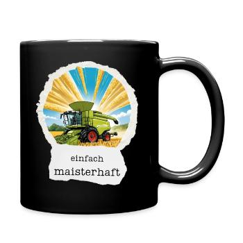 Einfach maisterhaft – Erntehelfer Style - Tasse einfarbig - Schwarz - Rechts