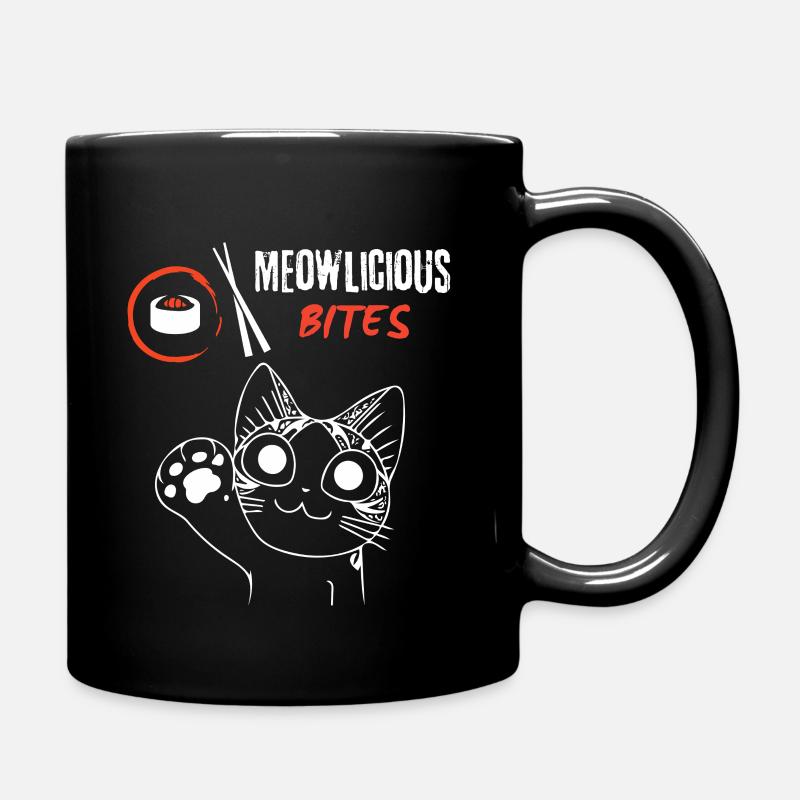 Meowlicious Bites – Sushi for Cat Fans - Full Colour Mug - black