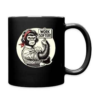 Strong gorilla woman: Work softer - Full Colour Mug - black - Right