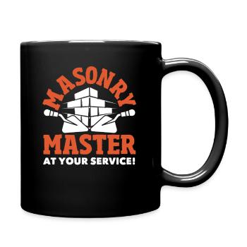 Bricklayer Bricklayer Master at your service - Full Colour Mug - black - Right