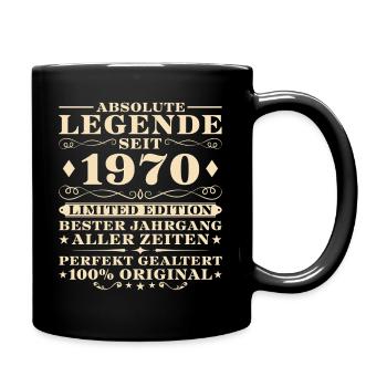 55. Geburtstag Absolute Legende seit 1970 - Tasse einfarbig - Schwarz - Rechts