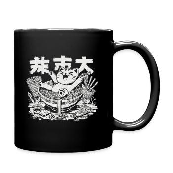 Kawaii Katzen Ramen Nudeln Japanische Streetwear - Tasse einfarbig - Schwarz - Rechts