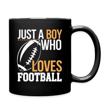 Boy Loves American Football - Baseball Gift - Full Colour Mug - black - Right