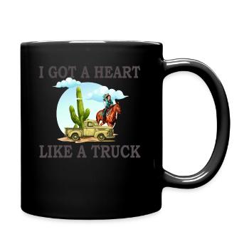 Ich habe ein Herz wie ein Truck - Tasse einfarbig - Schwarz - Rechts