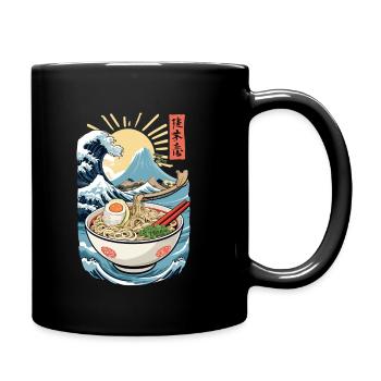 Ramen Noodles Ukiyo-E Japanese Retro Streetwear - Full Colour Mug - black - Right