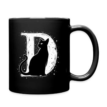 Lettre D avec chat - Mug uni - noir - Droite