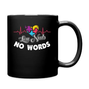Autism Awareness Heartbeat Love Needs No Words - Full Colour Mug - black - Right