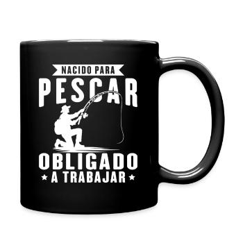 Geboren zum Fischen Fischer Angeln - Tasse einfarbig - Schwarz - Rechts