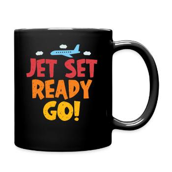 Jet Set Ready Go Flugzeug Urlaubsmodus - Tasse einfarbig - Schwarz - Rechts
