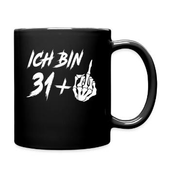 ICH BIN 32 MITTELFINGER 32 Geburtstag Papa Kollege - Tasse einfarbig - Schwarz - Rechts