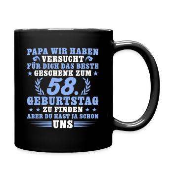 58 Jahre alt Papa 58. Geburtstag Geschenk - Tasse einfarbig - Schwarz - Rechts