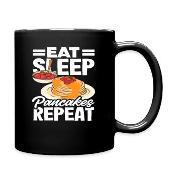 Eat Sleep Pancakes Repeat Breakfast - Full Colour Mug - black - Right