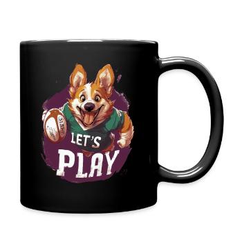 Corgy Rugby Joueur Chien - Reine - Mug uni - noir - Droite