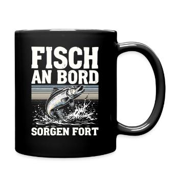 Angeln Angler Fischer Fischen Angel Spruch - Tasse einfarbig - Schwarz - Rechts