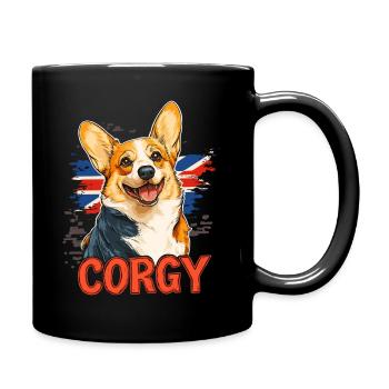 Corgy UK Union Jack Dog - Full Colour Mug - black - Right