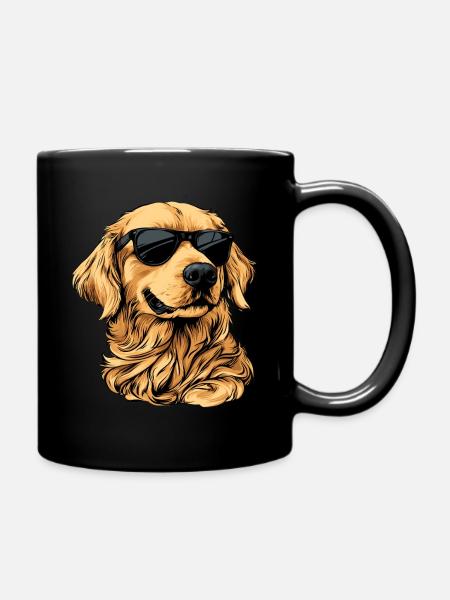 Golden Retriever avec lunettes de soleil - Mug uni - noir