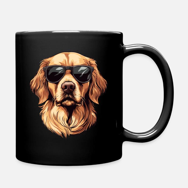 Golden Retriever mit Sonnenbrille - Tasse einfarbig - Schwarz